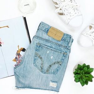 hollister • rhinestone cutoff denim shorts